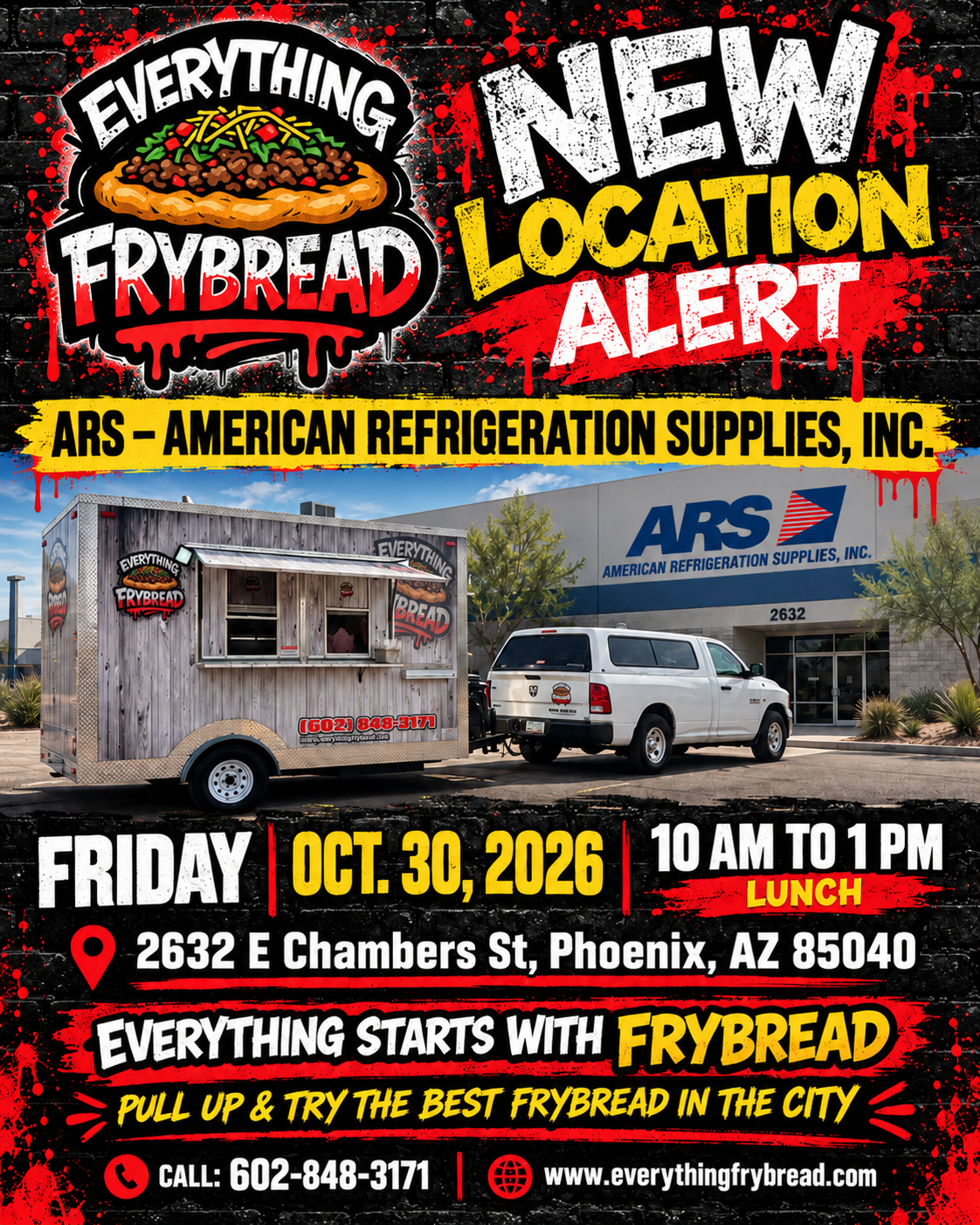 Everything Frybread lunch at ARS, October 30, 2026, 10 AM–1 PM, 2632 E Chambers St, Phoenix, AZ 85040